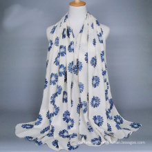 Womens Spring Cotton Flower Printing Shawls Sunscreen Wrap Cape Scarf (SW120)